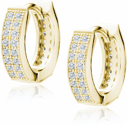 Eleganckie pozłacane srebrne kolczyki kółka z białymi cyrkoniami