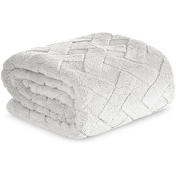 Koc 170 x 210 Pluszowy Jodełka Caro Srebrny