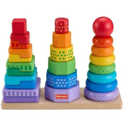 Fisher-Price. Drewniane piramidki Sorter kształtów - Fisher- Price