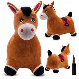 Skoczek pluszowy dla dzieci do skakania Konik brązowy