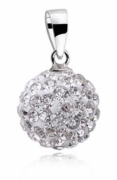 Wisiorek kulka białe kryształki Swarovski 10mm shamballa discoball