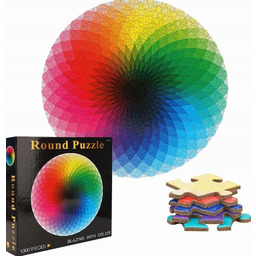 PUZZLE 1000 ELEMENTÓW OKRĄGŁE TĘCZOWE KARTONOWE DLA DOROSŁYCH