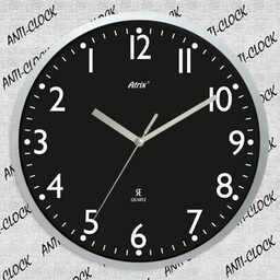 Zegar chodzący do tyłu srebrny tarcza czarna/25,5cm