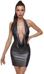 Cottelli Dress 2718197 Shiny Silver-Black
