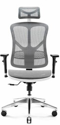 Fotel ergonomiczny Diablo V-Basic: biało-szary, siateczkowa tapicerka, fotel