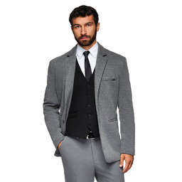 Dzianinowa marynarka męska o dopasowany kroju grafitowa V1