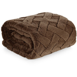 Koc 200 x 220 Pluszowy Jodełka Caro C.Brąz