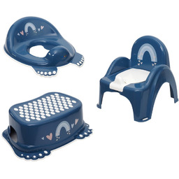 Zestaw NOCNIK krzesełko GRAJĄCY podnóżek NAKŁADKA Tęcza Granatowy