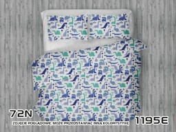 Extrapościel Pościel bawełniana 90x120 1195E biała Dinozaury niebieskie