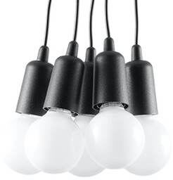 Lampa Wisząca Diego 5-punktowa Czarny Zwis kuchnia jadalnia