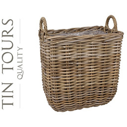 PROSTOKĄTNY KOSZ Z RATTANU Z UCHWYTAMI 40x30x42/49 cm