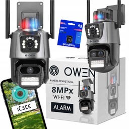 Podwójna Kamera Zewnętrzna Obrotowa Alarm 8MP Wifi 3w1