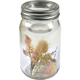 Homéa, Szklany świecznik suche kwiaty + pokrywa D8