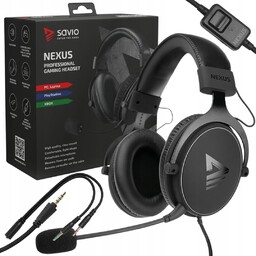 Słuchawki gamingowe nauszne Savio Nexus z odpinanym mikrofonem