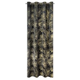 Eurofirany Zasłona 140x250 Stella czarna złota kwiaty gotowa