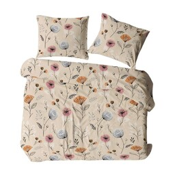 KARO Pościel z kory 160x200 beżowa wielokolorowa kwiaty