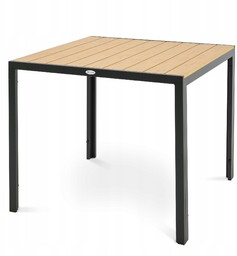 Stół ogrodowy aluminiowy kwadratowy 90cm blat polywood 4os