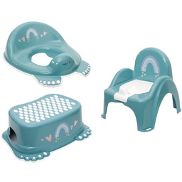 Zestaw NOCNIK krzesełko GRAJĄCY podnóżek NAKŁADKA Tęcza Turkusowy