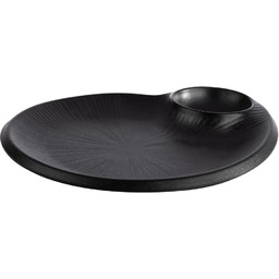 Talerz NERO z miseczką na dipy, czarny, 24x20x2.5