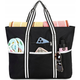 Torba Plażowa Damska Wodoodporna Duża Z Kieszeniami Suwakiem