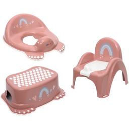 Zestaw NOCNIK krzesełko GRAJĄCY podnóżek NAKŁADKA Tęcza Różowy