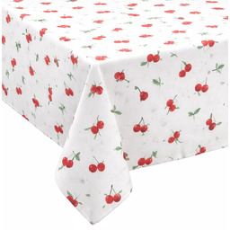 Obrus plamoodporny biały w wiśnie OHN03-1