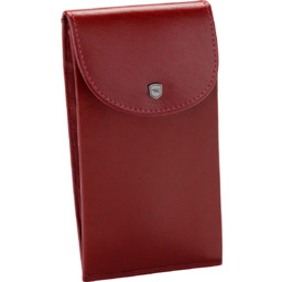 Pionowe skórzane etui na okulary czerwone burgundowe ISLA