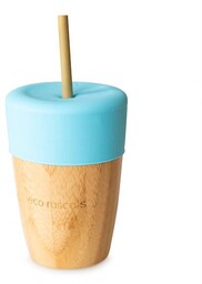 Eco Rascals, Kubek bambusowy z silikonową nakładką, Niebieski,