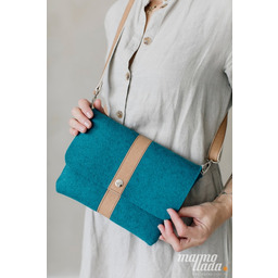 Pakamera Marmollada - filcowa listonoszka TURKUSOWA + brąz