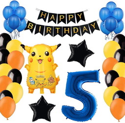 BALONY ZESTAW NA 5 URODZINY DEKORACJE POKEMON