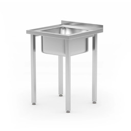 Stół ze zlewem wyśrodkowany 600x600x850 roboczy gastronomiczny ze