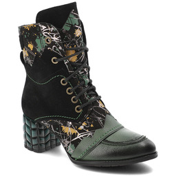 Maciejka Zielone Botki Prestiżowe Obuwie Damskie