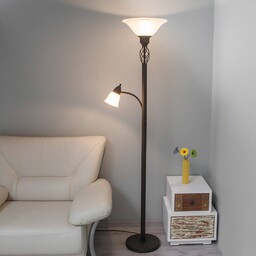 Lucande Lampa stojąca Dunja, biała/rdzawa, metal, lampka