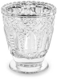 Świeczniki szklane - srebrne - 8 cm -