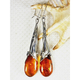 Kolczyki srebrne z bursztynem, handmade 210-30
