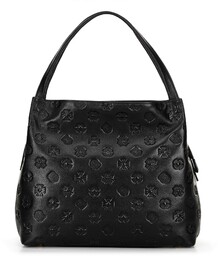 Damska torebka typu worek ze skóry w monogram