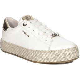 Tamaris Sneakersy damskie na platformie White Gold biało-złote-37