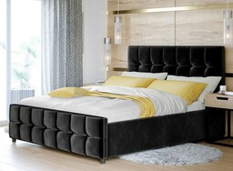 Łóżko tapicerowane z pojemnikiem SFG015 180x200 Welur Czarny
