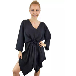 Piękna luźna sukienka mini asymetryczna-3XL/4XL