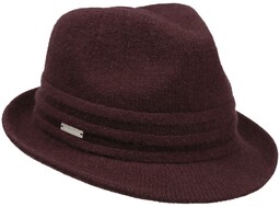 Kapelusz Wełniany Uni Trilby by Seeberger, bordowy, One