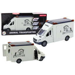 Białe Auto Światło Dźwięk Transporter Koni Otwierane Drzwi