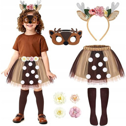 KOSTIUM RENIFERA DLA DZIEWCZYNEK SPÓDNICZKA OPASKA ŚWIĘTA BOŻENARODZENIE