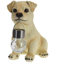 Lampka ogrodowa solarna LED Labrador z latarenką figurka