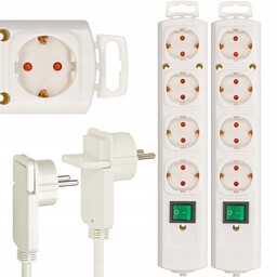Listwa Zasilająca Elektryczna Przedłużacz Płaska Wtyczka 4 Gniazda