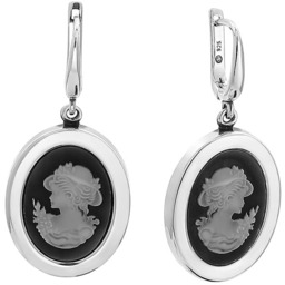Srebrne kolczyki pr925 z wizerunkiem kobiety w kapeluszu