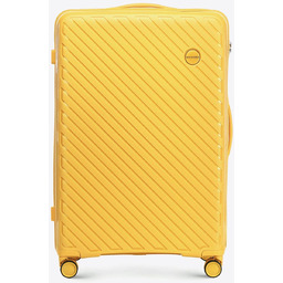 Duża walizka z polipropylenu w tłoczone paski żółta