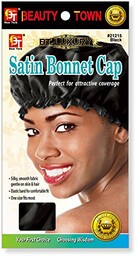Beauty Town Luksusowa satynowa czapka Bonnet czarna (21215),