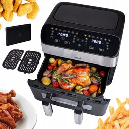 Frytkownica Beztłuszczowa Air Fryer Eldom Podwójna 9L Dwukomorowa