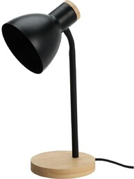 Metalowa lampa stołowa z drewnianą podstawą Solano czarny,