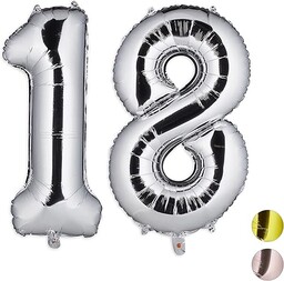 Relaxdays Balon foliowy, dekoracja na 18 urodziny, XXL